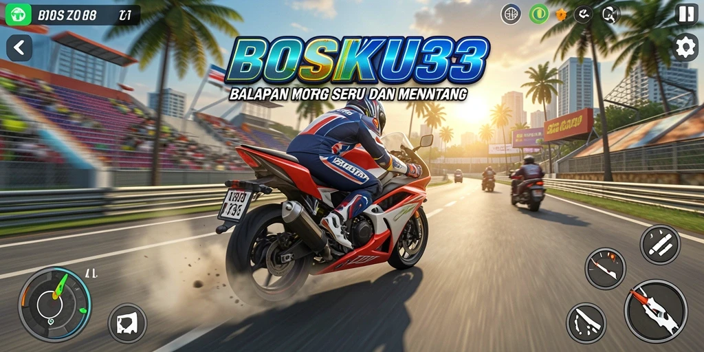 Gameplay seru di jalanan balapan motor BOSKU33.
