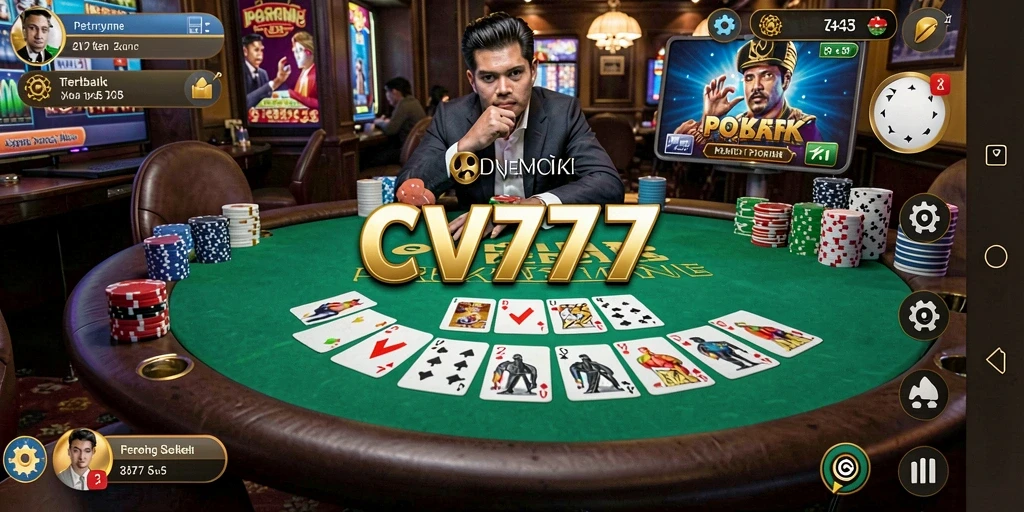 Screenshot gameplay CV777 yang menampilkan keseruan permainan Poker.