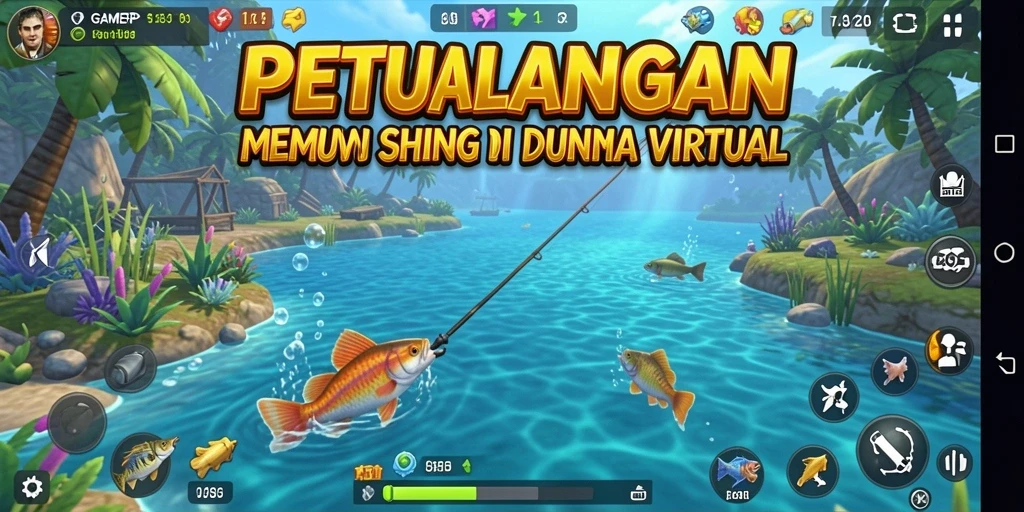 Tampilan screenshot gameplay GAMERP menunjukkan aksi memancing yang seru dan mendebarkan.