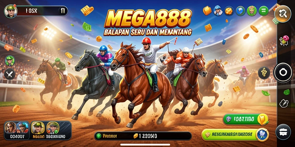 Screenshot Gameplay MEGA888 yang menunjukkan balapan seru.