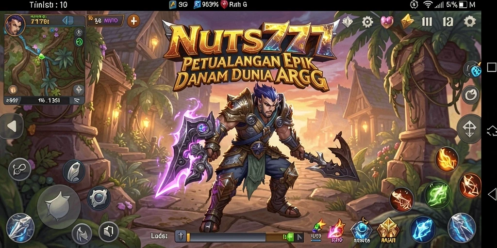 Screenshot gameplay NUTS777 menunjukkan aksi pertarungan yang mendebarkan.