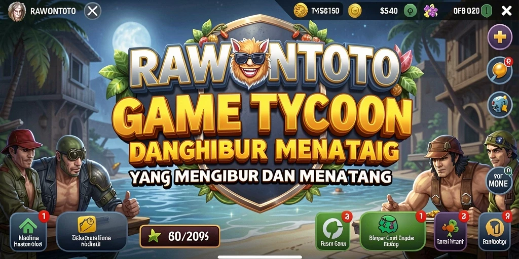 Screenshot gameplay RAWONTOTO menampilkan keseruan mengelola bisnis Tycoon.