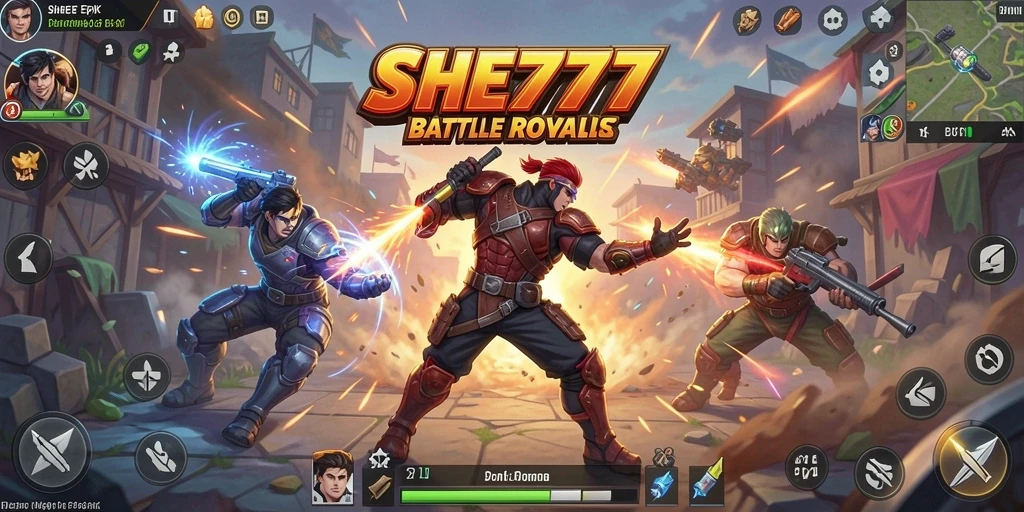 Tampilan gameplay intens dan seru di SHE777, penuh aksi Battle Royale.