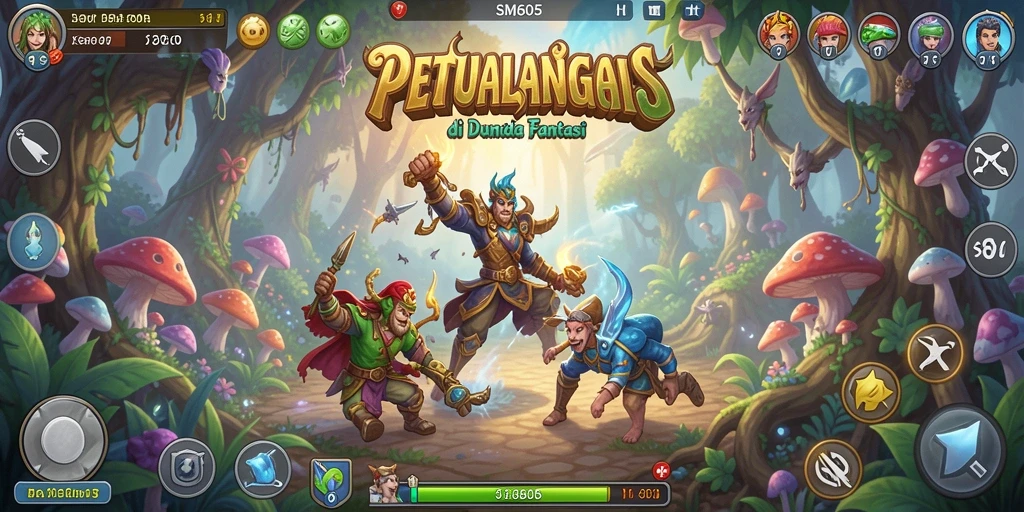 Tampilan gameplay seru SM605 yang menantang di dunia fantasi.