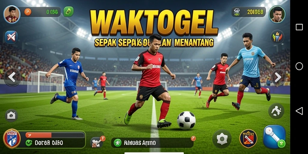 Tampilan permainan <strong>WAKTOGEL</strong> yang menegangkan di lapangan sepak bola.